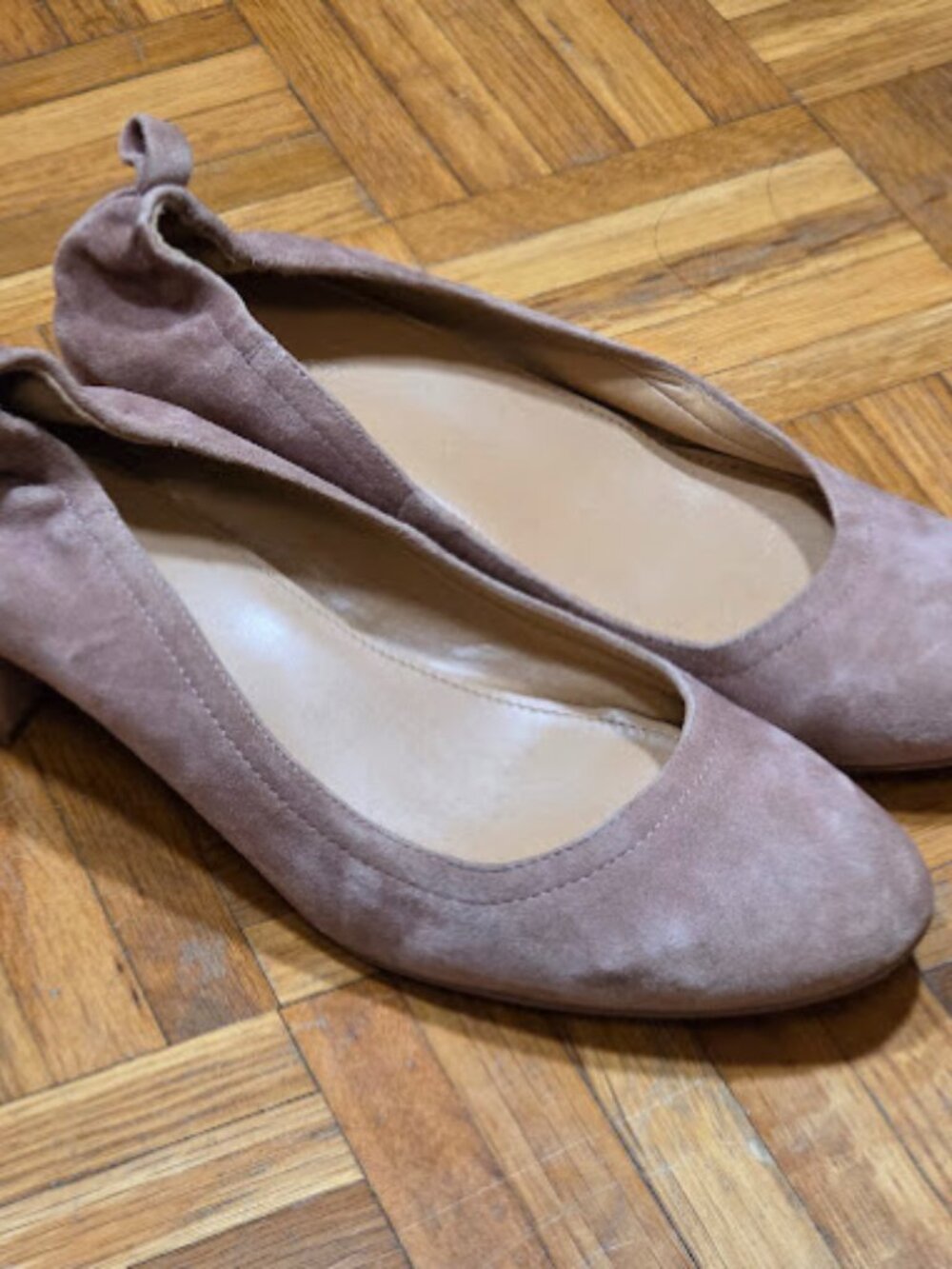 J.Crew Dusty Rose Suede Block Heel Ballet Pumps Court Shoes - 7M